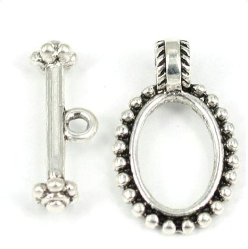 4 Sets Large Size 28x20x28mm 25x15x24mm Silver Plated Classic Oval Toggles Clasps A11993