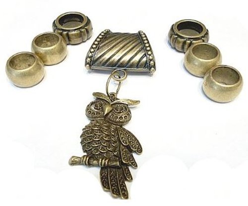 Bronze Bail Rings W/ Owl Pendant CCB Charm Pendants Scarf Accessory Sold 8pcs Delivery 3 To 5 Days