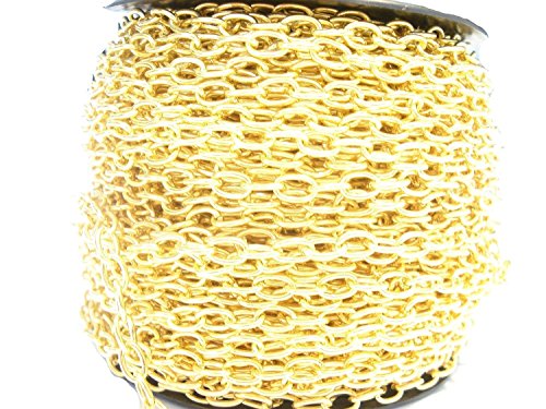 Fashion Jewelry 32 ft Chains Gold Plated Cable Link Iron Metal Chain 7.6X4.6mm, Thick 1mm