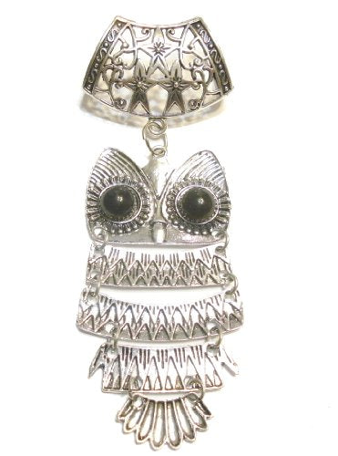 Scarf Jewelry Silver Tone Metal Owl Pendant, Receive in 4 Days