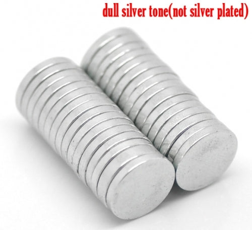 10x Silver Jewelry Magnets Round 10x1mm (3/8